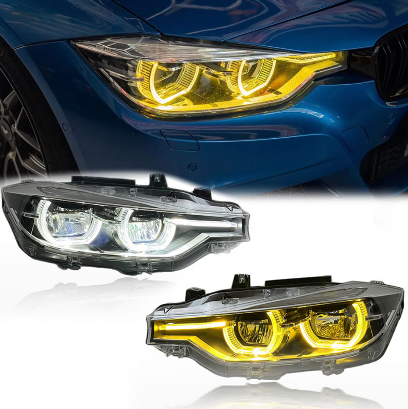 BMW 3 SERIES F30 LCI STYLE ANGEL LED HEADLIGHTS (2011 - 2019) (PLUG & PLAY)