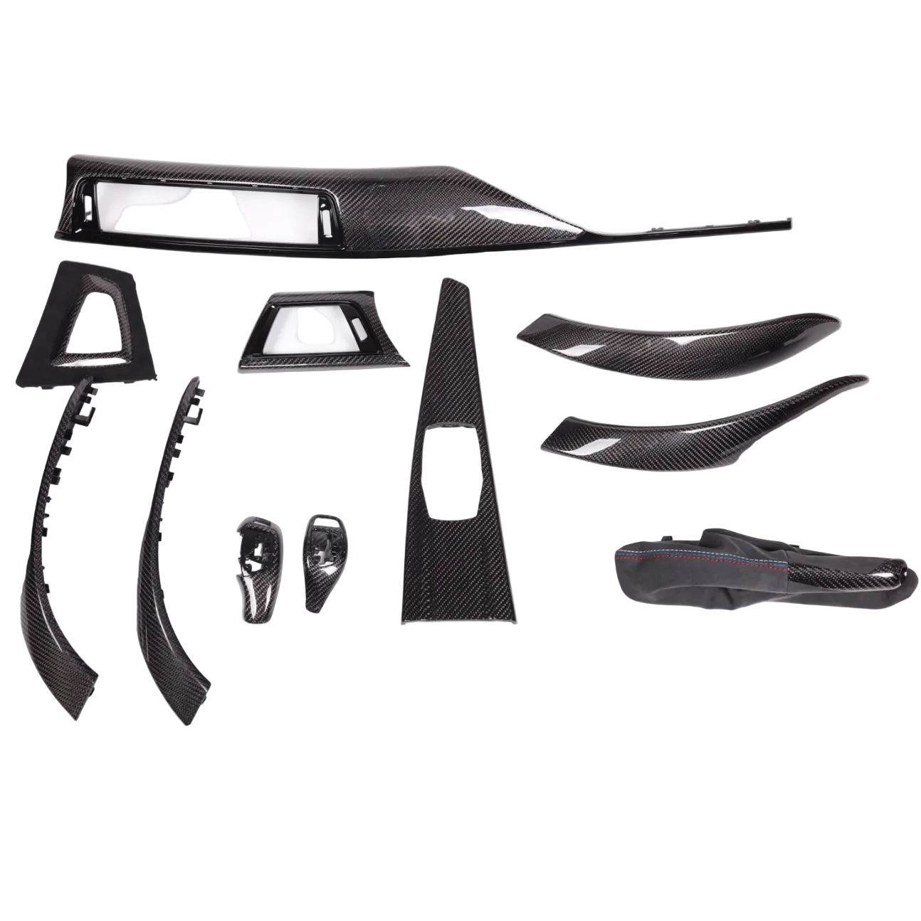 Real Carbon Fibre Dashboard Interior Trim Set with Gloss Black Accents — BMW 3 &amp; 4 Series F30 / F31 / F32 / F33 / F34 / F36 / F80 M3 / F82 M4