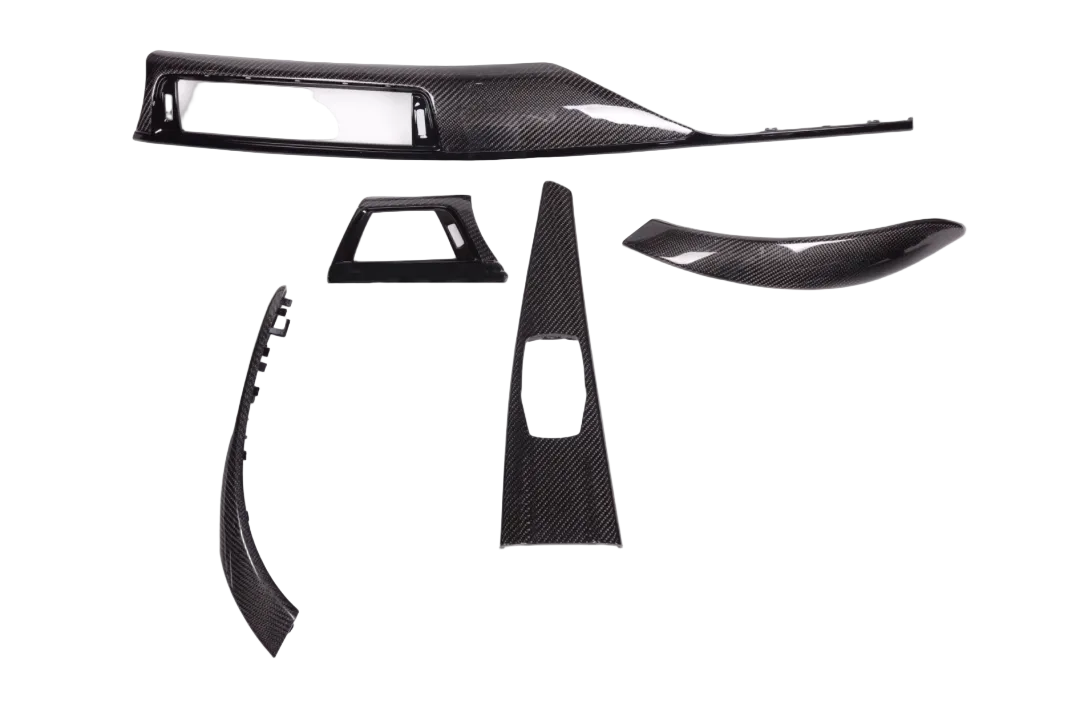Real Carbon Fibre Dashboard Interior Trim Set with Gloss Black Accents — BMW 3 &amp; 4 Series F30 / F31 / F32 / F33 / F34 / F36 / F80 M3 / F82 M4