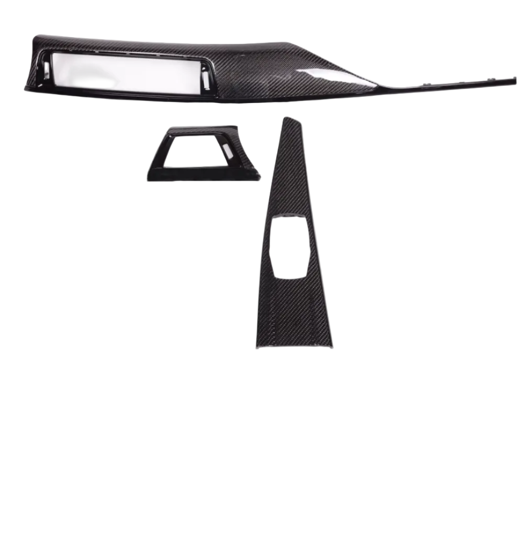 Real Carbon Fibre Dashboard Interior Trim Set with Gloss Black Accents — BMW 3 &amp; 4 Series F30 / F31 / F32 / F33 / F34 / F36 / F80 M3 / F82 M4